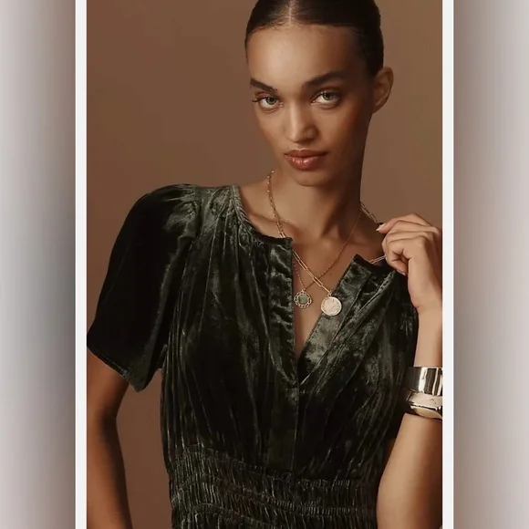 Anthropologie The Somerset Maxi Dress: Velvet Edition Dark Green - size XS - Picture 10 of 13